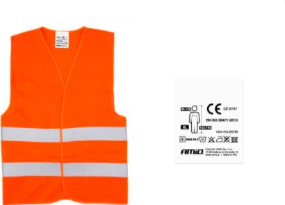 Įspėjamoji liemenė oranžinė su sertifikatu (Amio) 01735