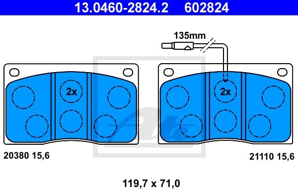 Stabdžių kaladėlės (ATE) 13.0460-2824.2