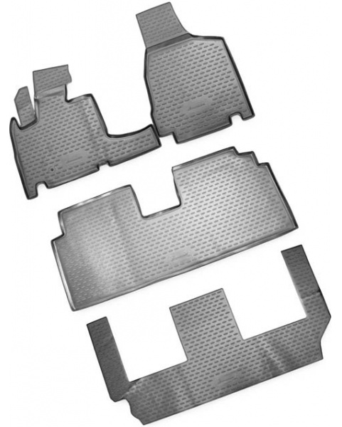 Guminiai kilimėliai 3D CHRYSLER Grand Voyager RT, 2008-> 4pcs. 3 row. /L09003G /gray
