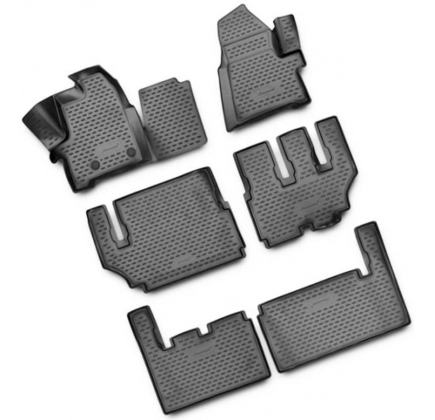 Guminiai kilimėliai 3D FORD Tourneo Custom 8 seats, 2013->, 6 pcs. /L19028G /gray