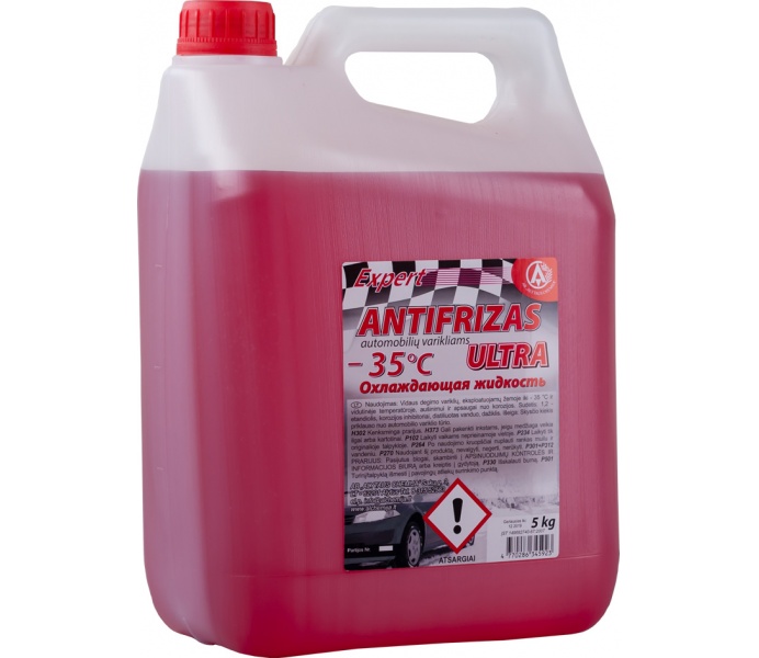 Antifrizas „Expert Ultra“ (-35°C), 5L (ALYTAUS CHEMIJA) Antifrizas raudonas ultra, 5L