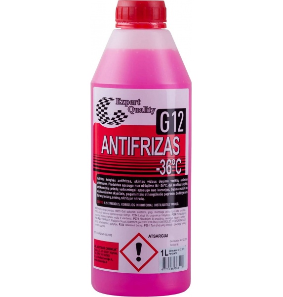 Antifrizas G12 (-36°C), 1L (ALYTAUS CHEMIJA) Antifrizas raudonas G12, 1L