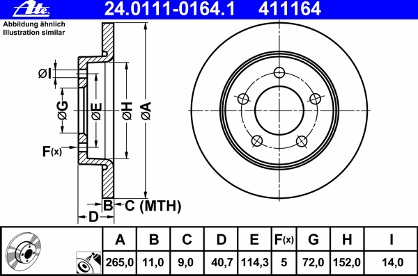Stabdžių diskas (ATE) 24.0111-0164.1