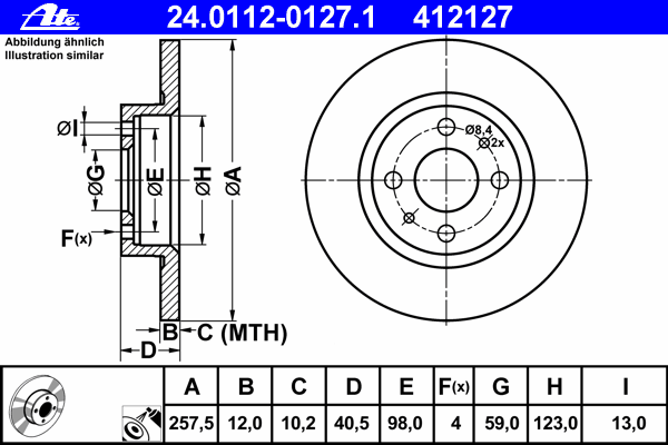 Stabdžių diskas (ATE) 24.0112-0127.1