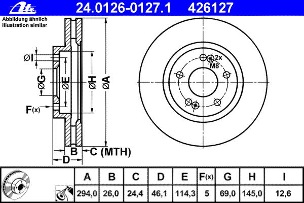 Stabdžių diskas (ATE) 24.0126-0127.1
