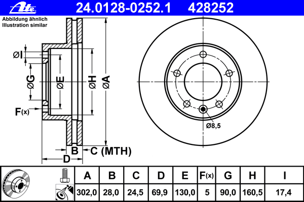 Stabdžių diskas (ATE) 24.0128-0252.1