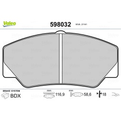 Stabdžių kaladėlės (VALEO) 598032