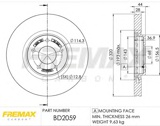 Stabdžių diskas (FREMAX) BD-2059