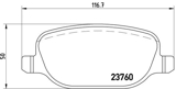 Stabdžių trinkelių rinkinys, diskinis stabdys (BREMBO) P23109