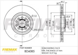 Diskas stabdžių (FREMAX) BD-6085