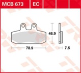 Stabdžių trinkelių rinkinys, diskinis stabdys (TRW) MCB673